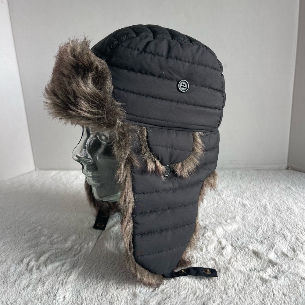 Men's Black and Brown Fur Trapper Hat - Picture 3 of 9